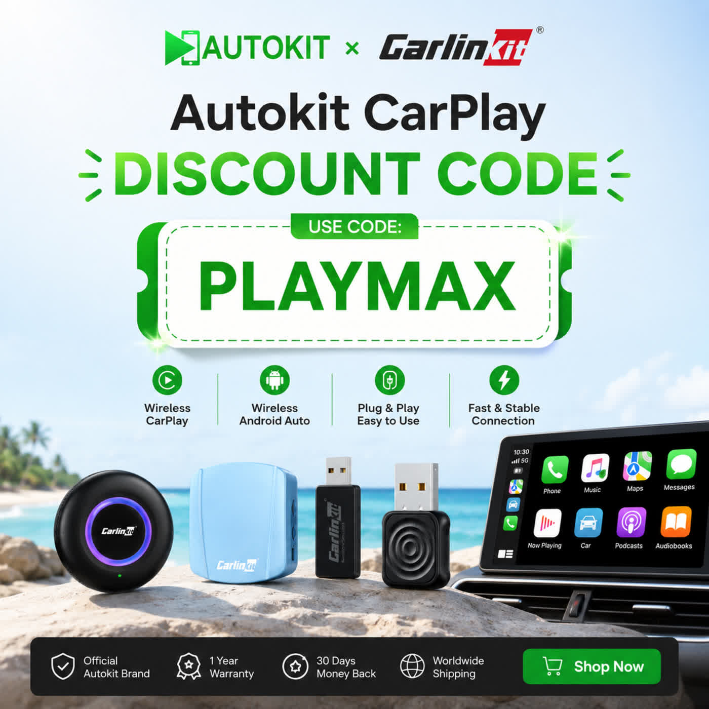Autokit CarPlay Discount Code “PLAYMAX”