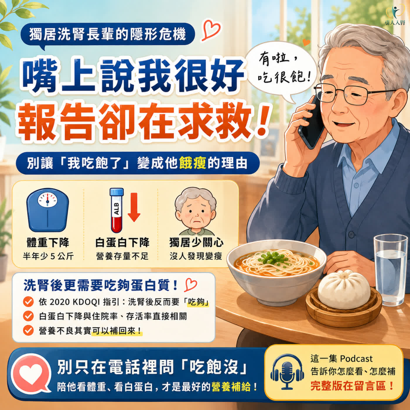 洗腎越來越瘦、吃不下？營養不良（PEW）其實補得回來｜EP.258 episode artwork