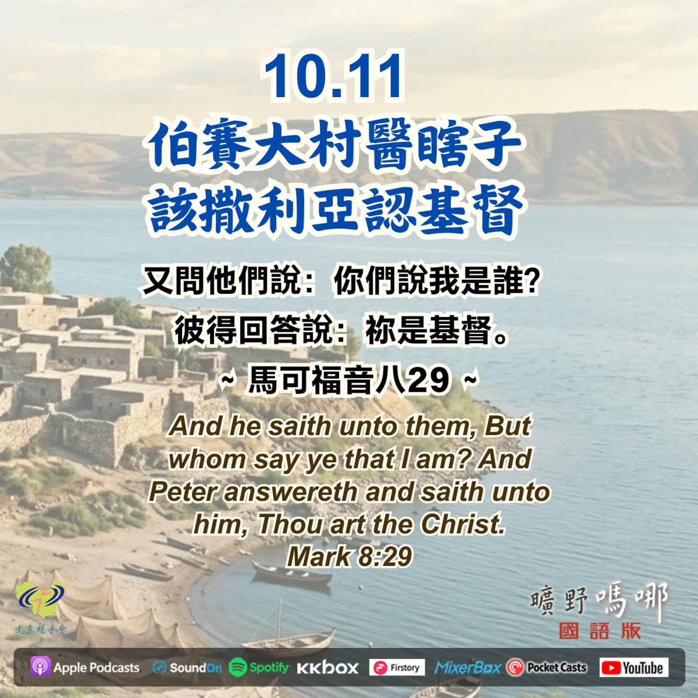伯賽大村醫瞎子，該撒利亞認基督
