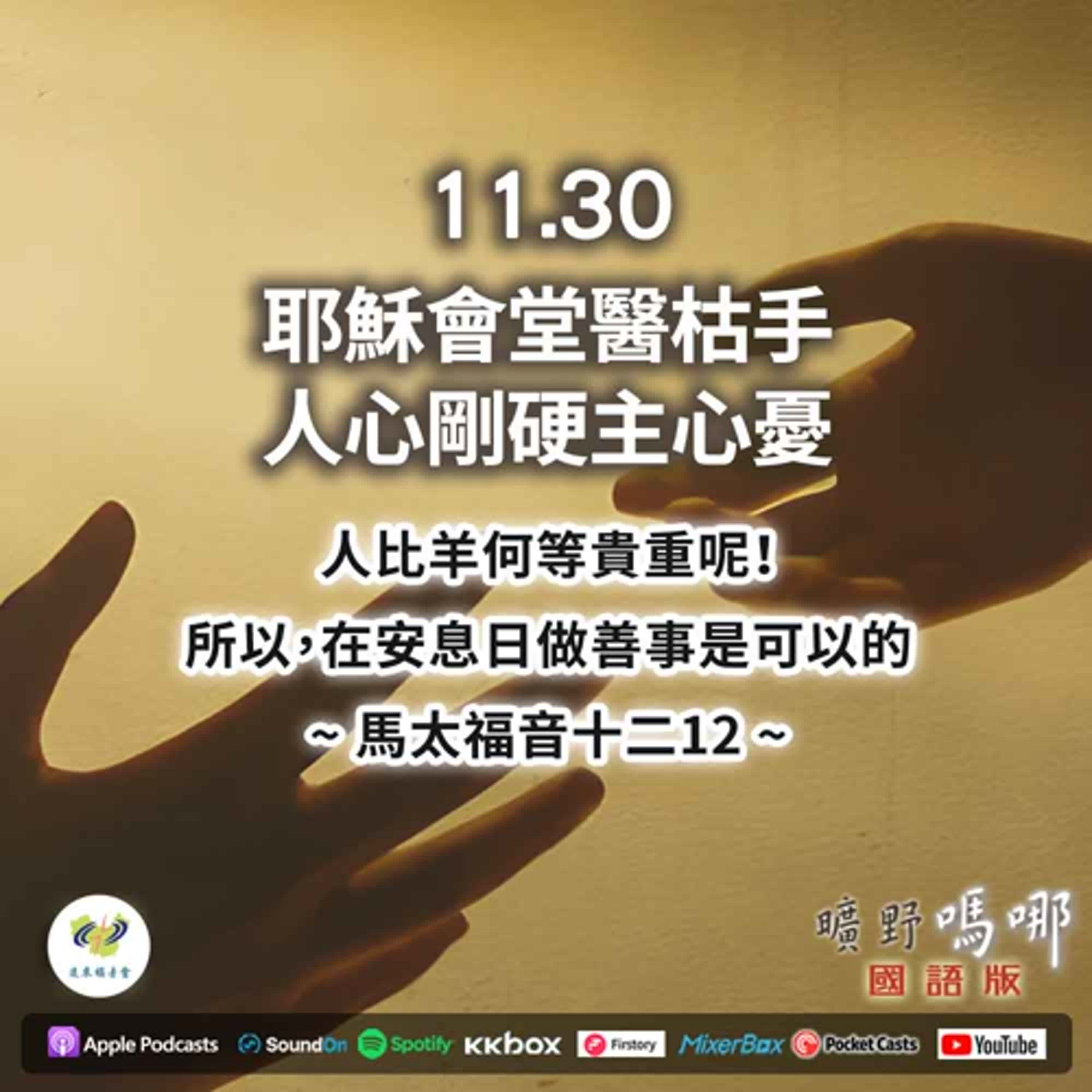 曠野嗎哪-耶穌會堂醫枯手，人心剛硬主心憂