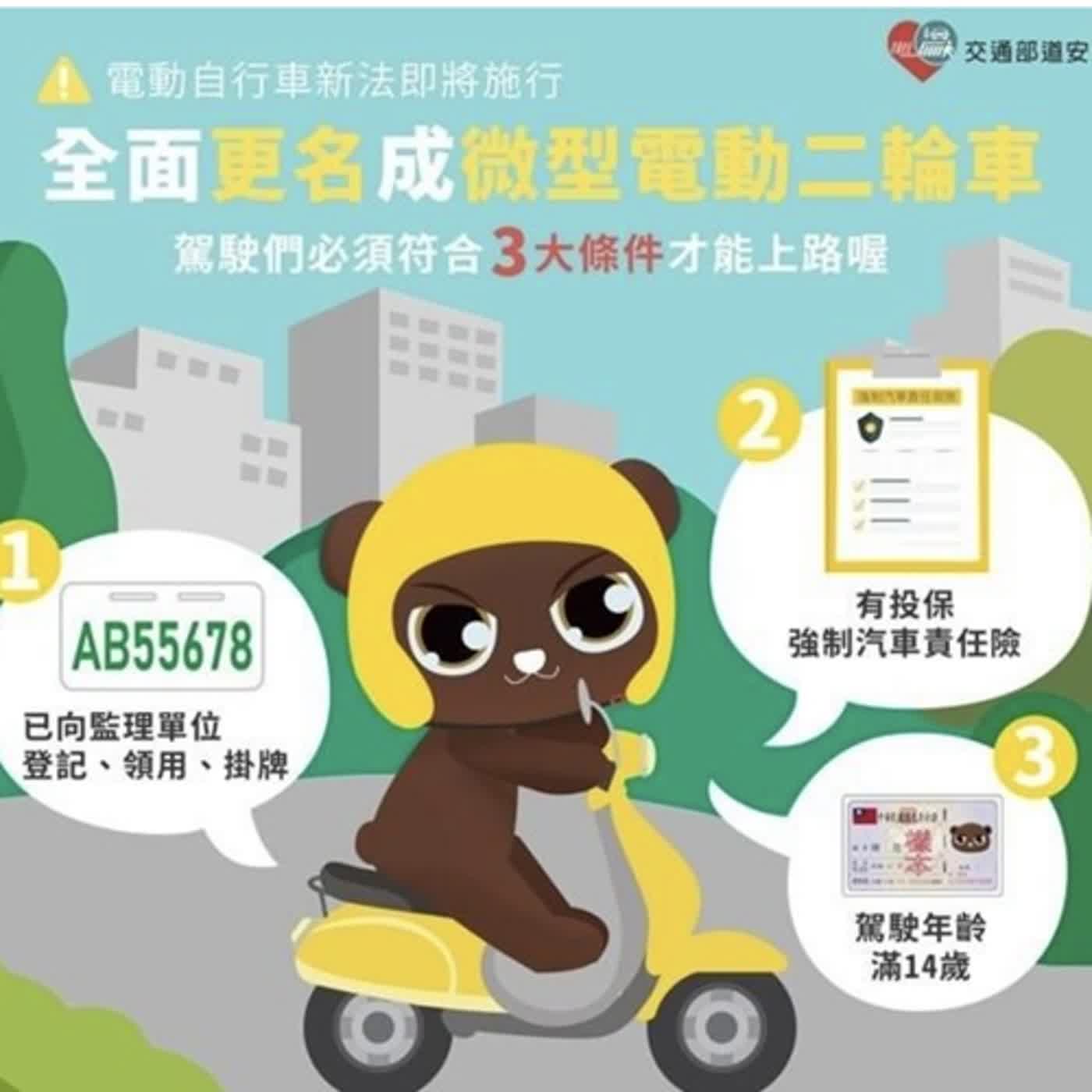 【監理資訊站】微型電動二輪車掛牌相關資訊與道交條例修正宣導