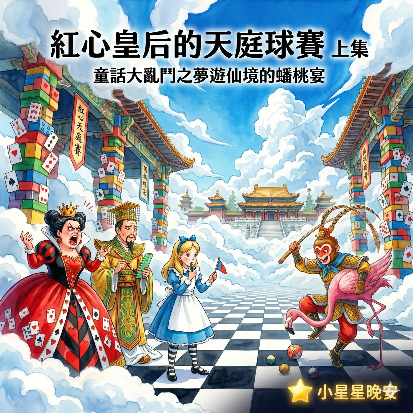品格故事快樂充電站-5-2-1童話故事大亂鬥-夢遊仙境的蟠桃宴:紅心皇后的天庭球賽 上集 episode artwork