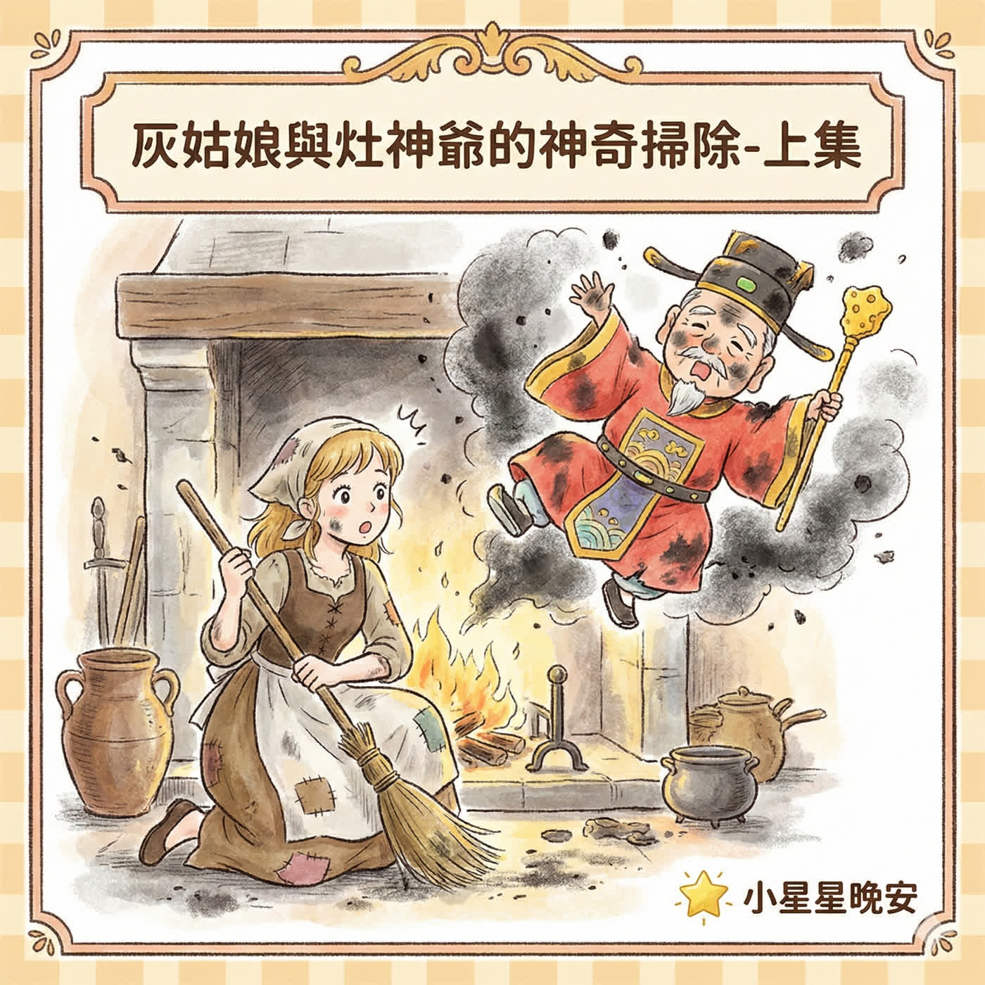 品格故事快樂充電站-2-2-1童話主角一起來過年：灰姑娘與灶神爺的神奇掃除(上集)