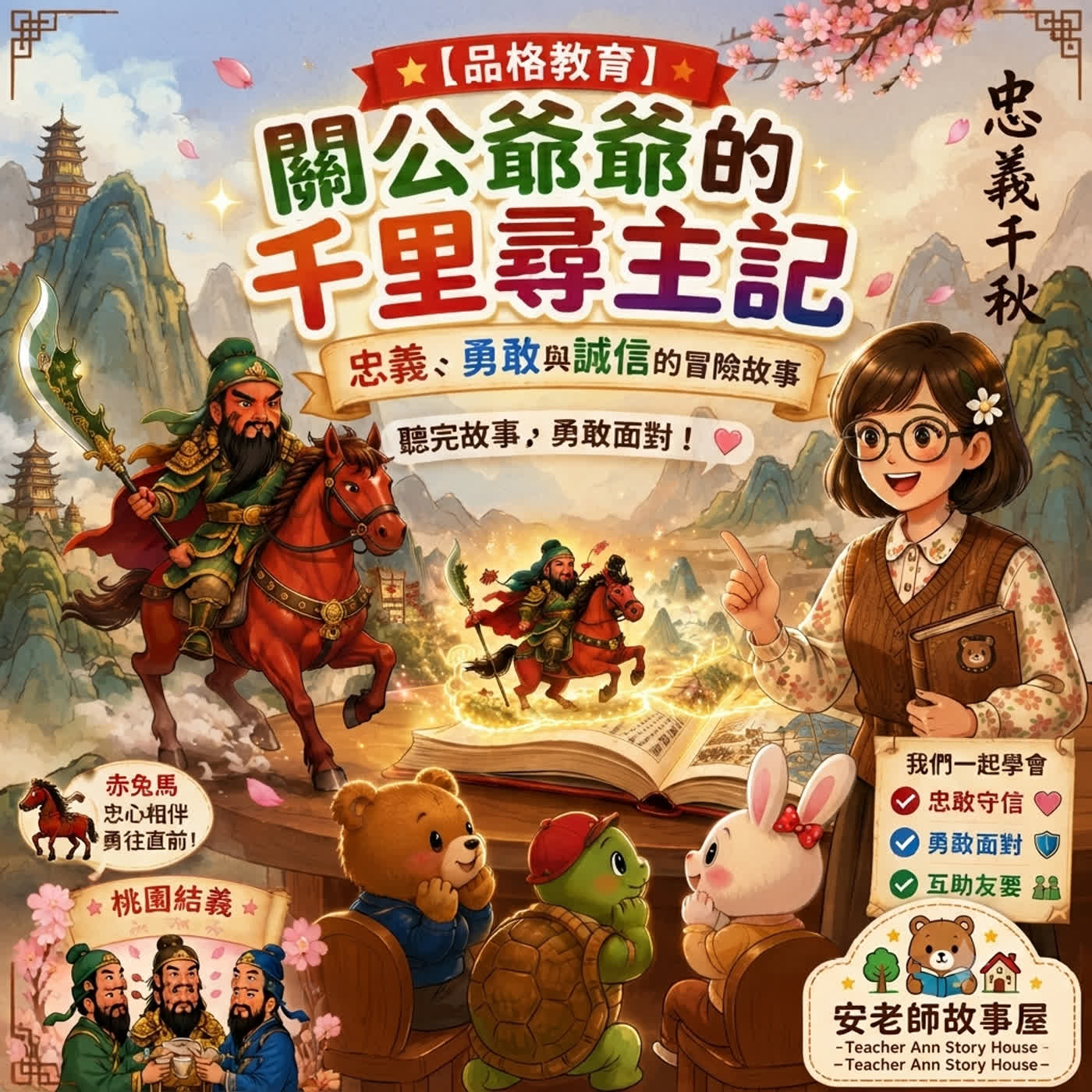 【品格教育】關公爺爺的千里尋主記：文武雙全與忠義的故事（Teacher Ann 兒歌故事屋S1E27）