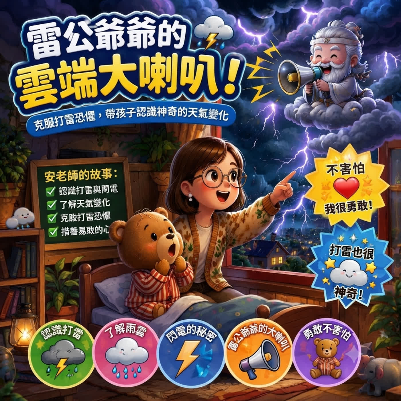 【自然教育】雷公爺爺的雲端大喇叭：克服打雷恐懼，帶孩子認識神奇的天氣變化（Teacher Ann 兒歌故事屋 S1E07）