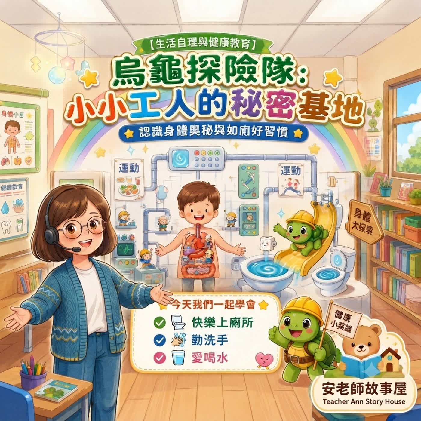 【生活自理】小小工人的烏龜探險隊：認識身體奧祕，學會快樂做好寶寶（Teacher Ann 兒歌故事屋S1E15）