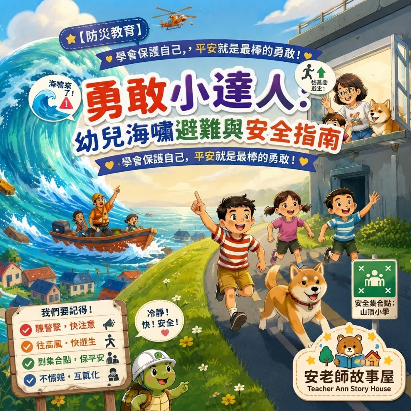 【防災教育】勇敢小達人：幼兒海嘯避難與安全指南（Teacher Ann 兒歌故事屋 S1E22）