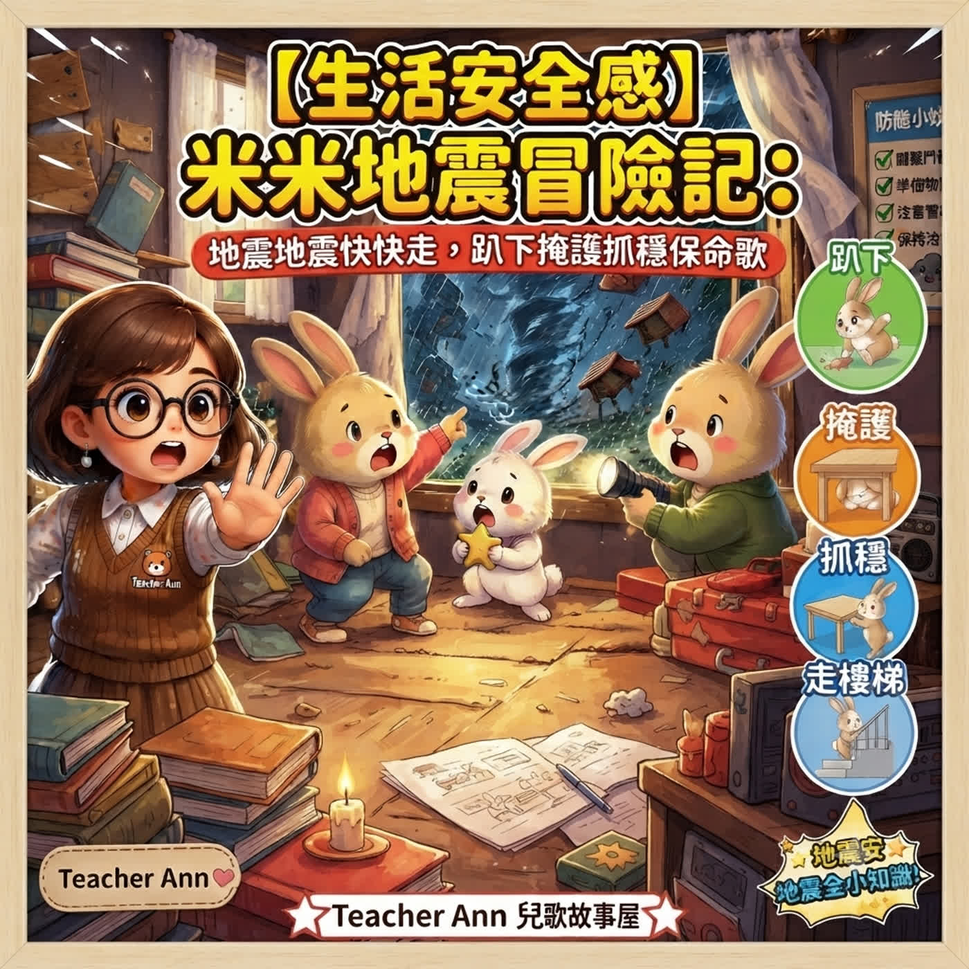 【幼兒防災】颱風來了呼呼呼！如何教孩子面對颱風天的恐懼與安全守則（Teacher Ann 兒歌故事屋 S1E11）