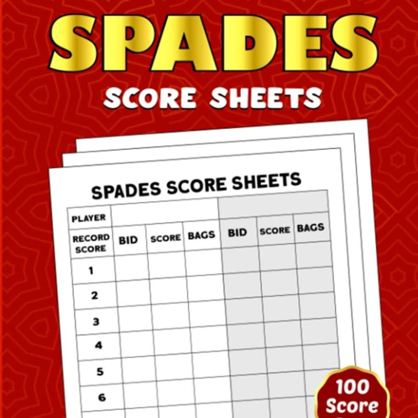 Cards Game Score Sheet Book: 100 Large Score Sheet Pages For