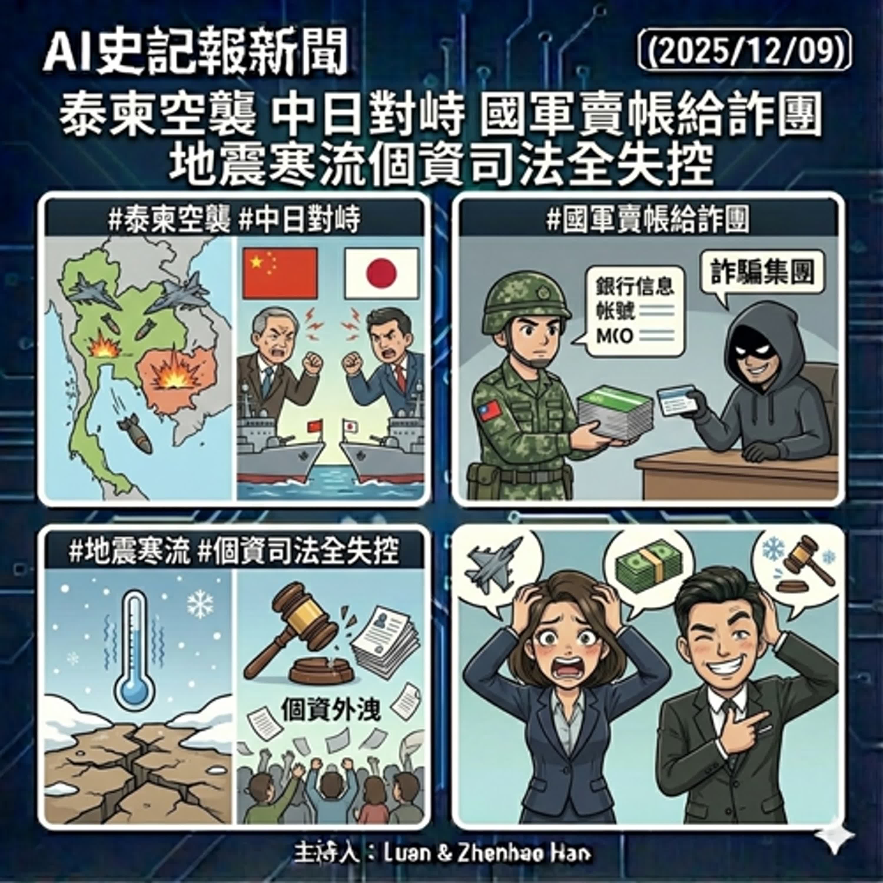 【好啦】泰柬空襲 中日對峙 國軍賣帳給詐團 地震寒流個資司法全失控  - AI史記報新聞（2025/12/09) episode artwork