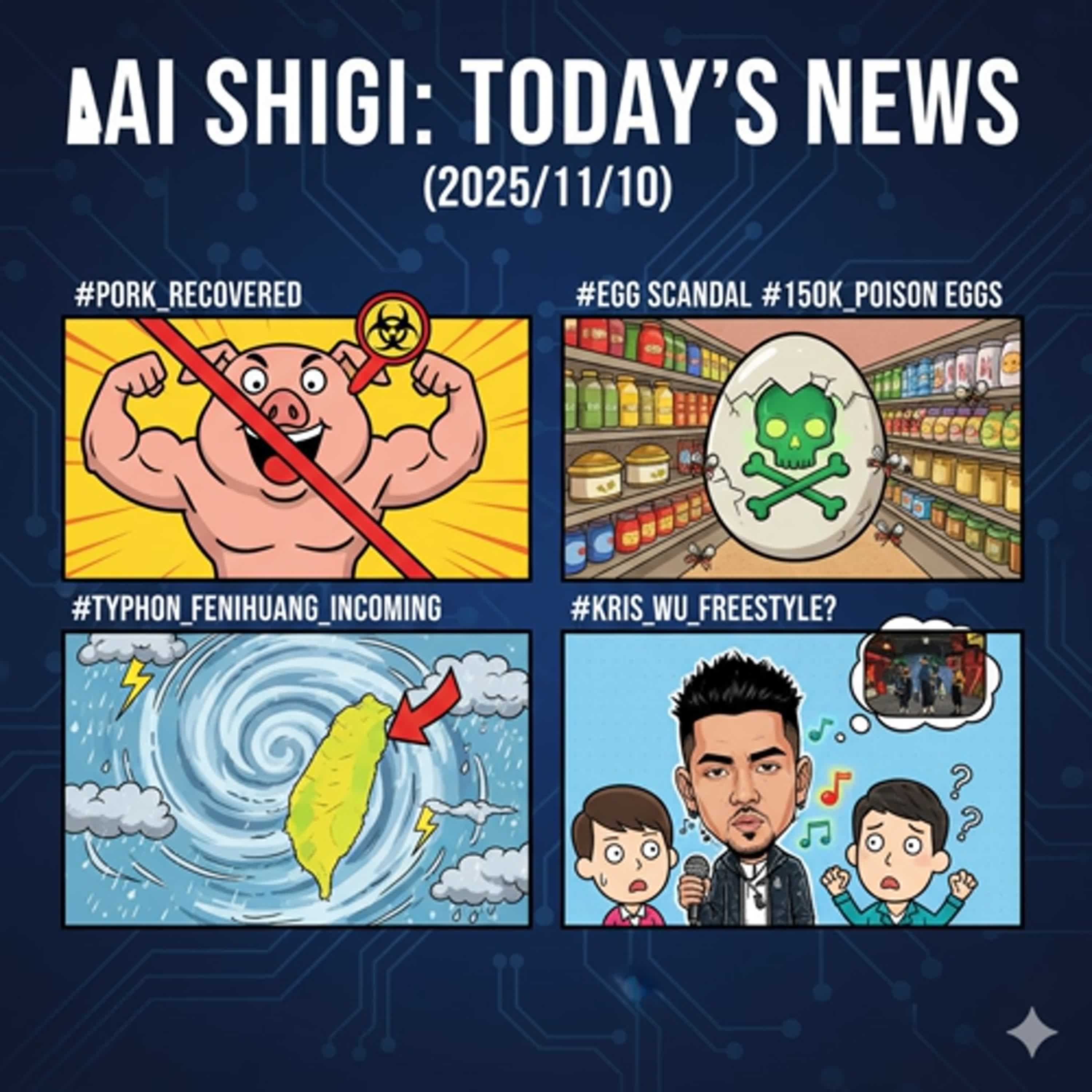 豬好了，蛋糟了，15萬顆毒蛋流竄！鳳凰颱風來惹↑吳奕帆有freestyle嗎??：今日AI史記報新聞 (2025/11/10) episode artwork