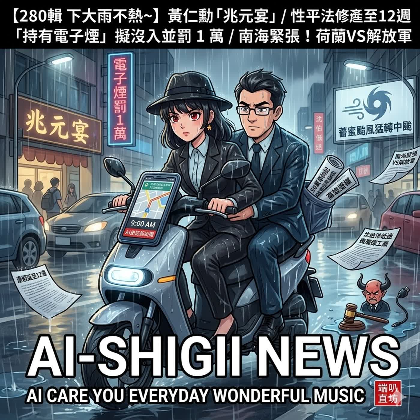 【280輯 下大雨揪不熱惹】黃仁勳「兆元宴」/持有電子煙擬沒入並罰 1 萬/性平法修正計畫產假延至12 週育兒假60天/盧秀燕滿意度六都第一 沈伯洋北市支持度低迷(遠見)/南海緊張！荷蘭VS解放軍/薔蜜颱風加速「猛轉中颱」/議員胞兄涉案喪屍煙彈工廠/50萬陳美琪尋狗記/高雄國小教師墜樓亡/台中國中生集體自殘-  AI史記報新聞（2026/5/29) episode artwork
