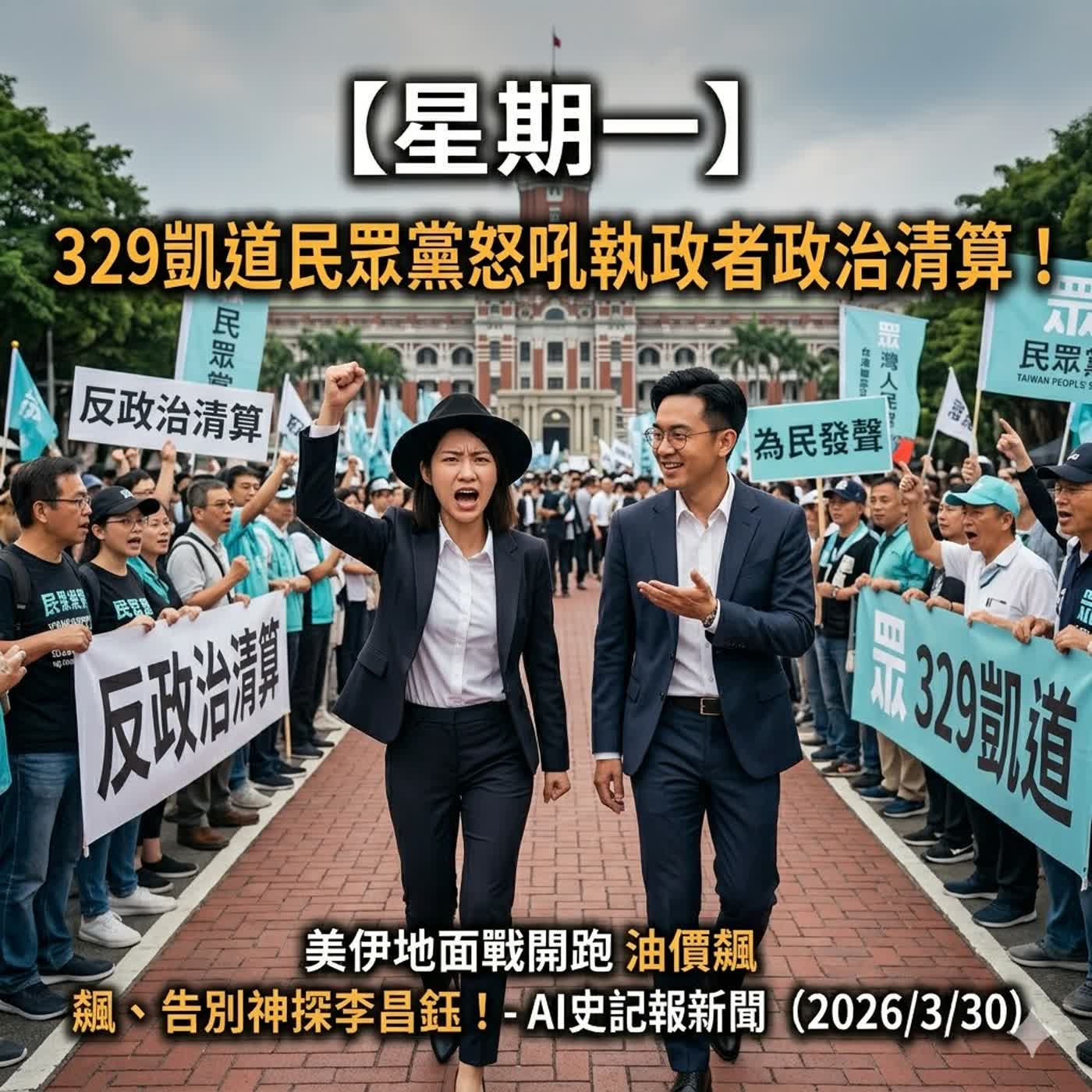 【星期一】329凱道民眾黨怒吼執政者政治清算！美伊地面戰開跑油價飆、告別神探李昌鈺！- AI史記報新聞（2026/3/30) episode artwork