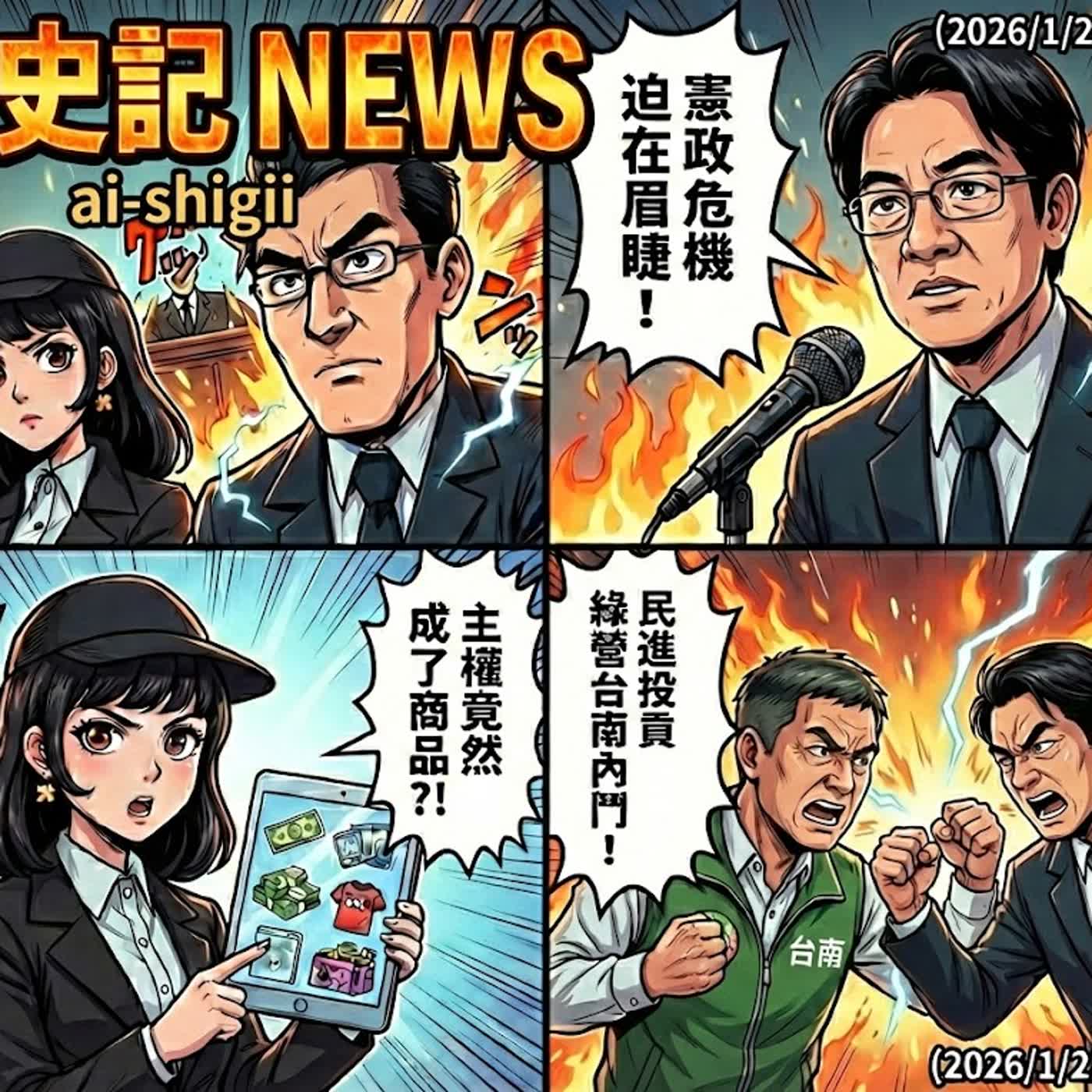 【又來晚了Orz~】主權變商品、台灣的高壓測試、憲政危機與綠營台南內鬥 -  AI史記報新聞（2026/1/22) episode artwork
