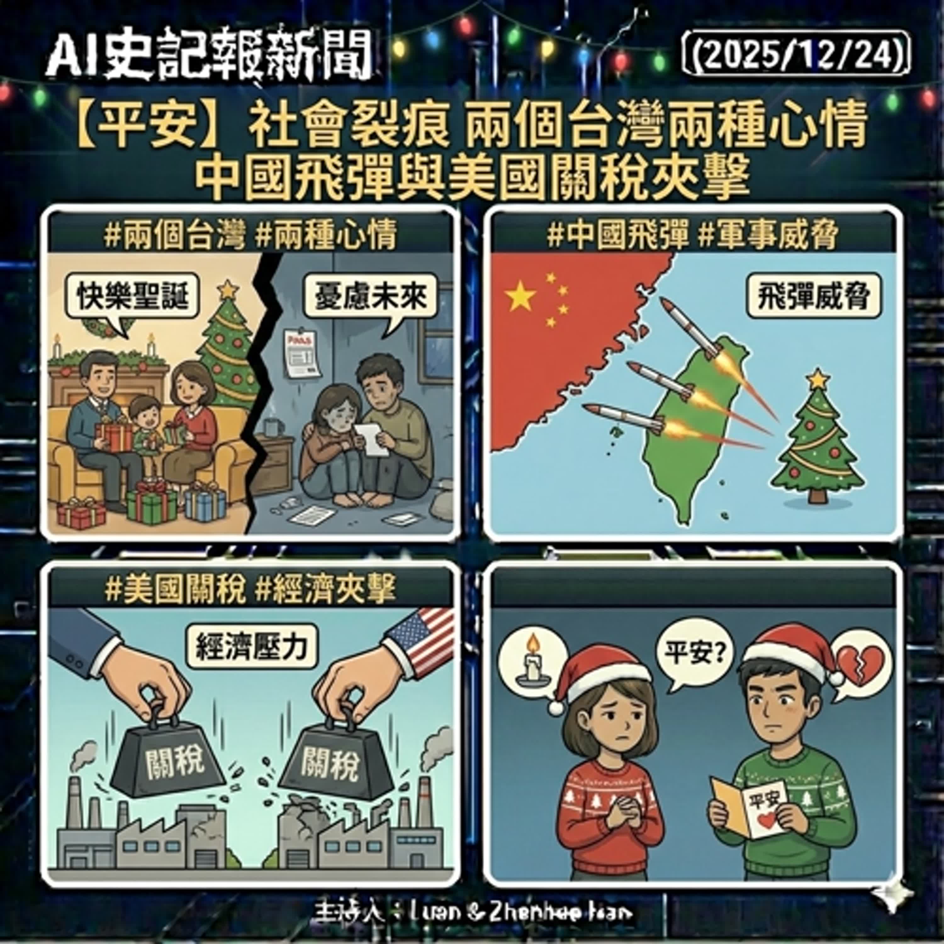 【平安】社會裂痕 兩個台灣 中國飛彈與美國關稅夾擊 - AI史記報新聞（2025/12/24) episode artwork