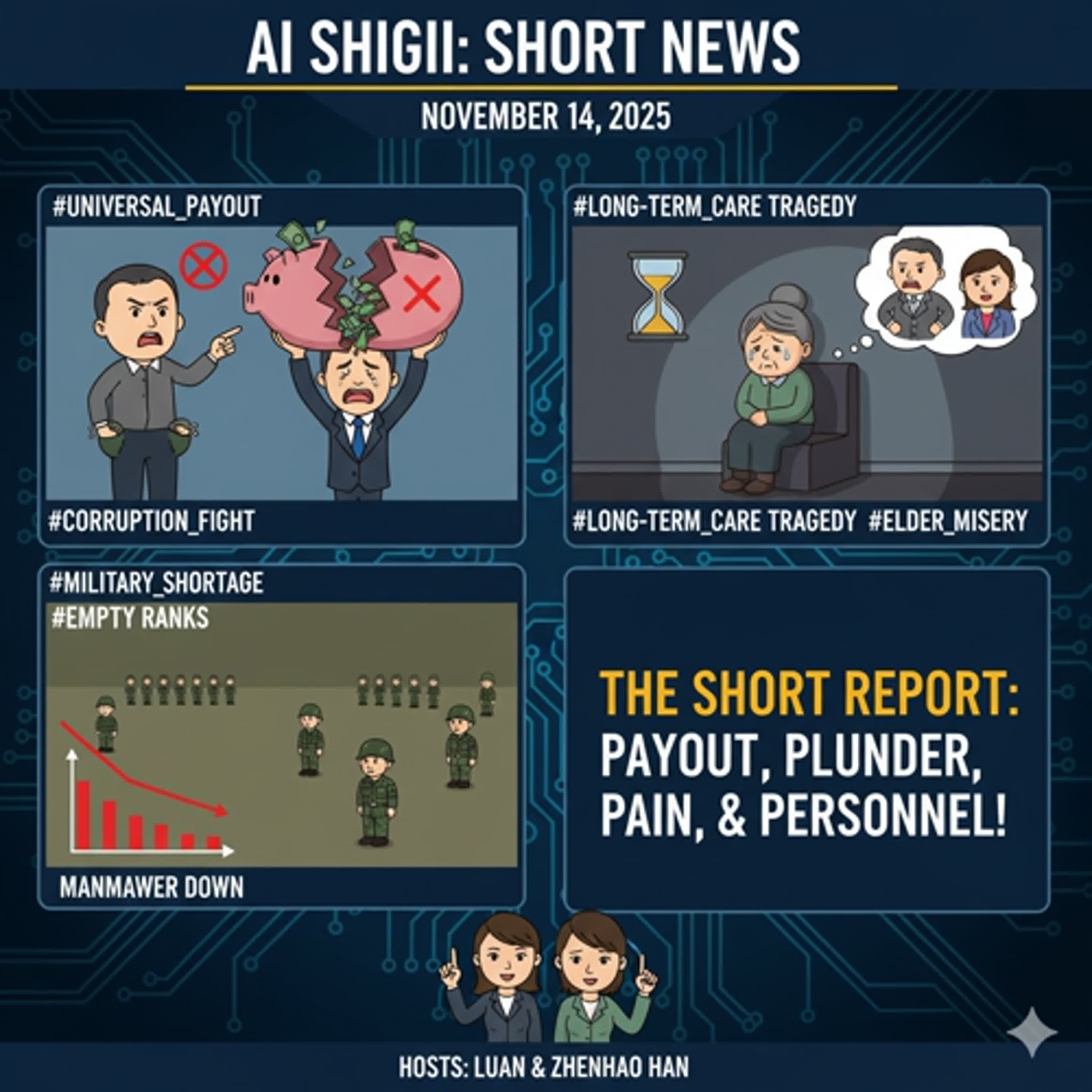 【很短】普發、竊國爭議、長照悲歌、國軍缺員：AI史記報新聞(2025/11/14) episode artwork
