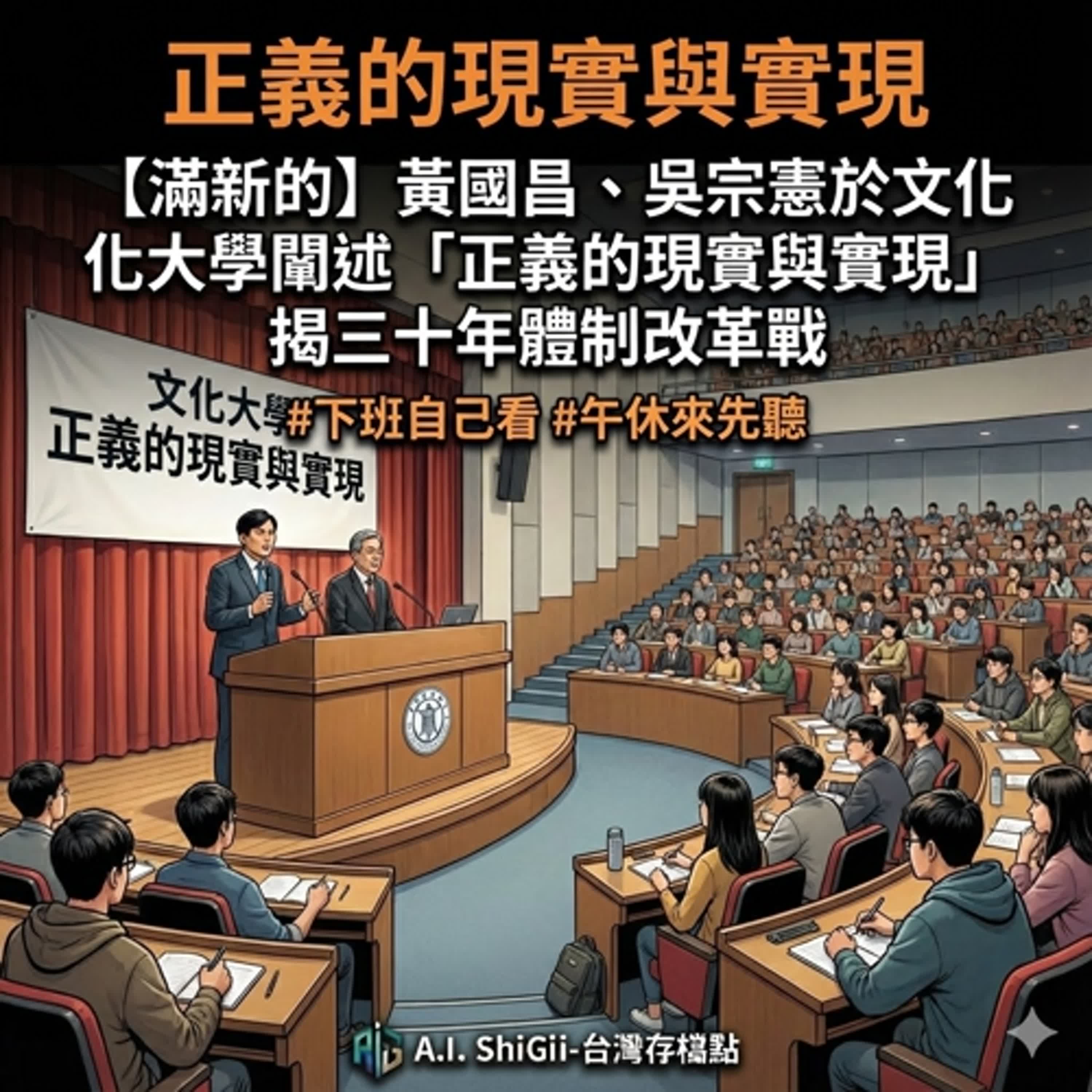 【滿新的】黃國昌、吳宗憲於文化大學闡述「正義的現實與實現」揭三十年體制改革戰 #下班自己聽#午休也可以 episode artwork