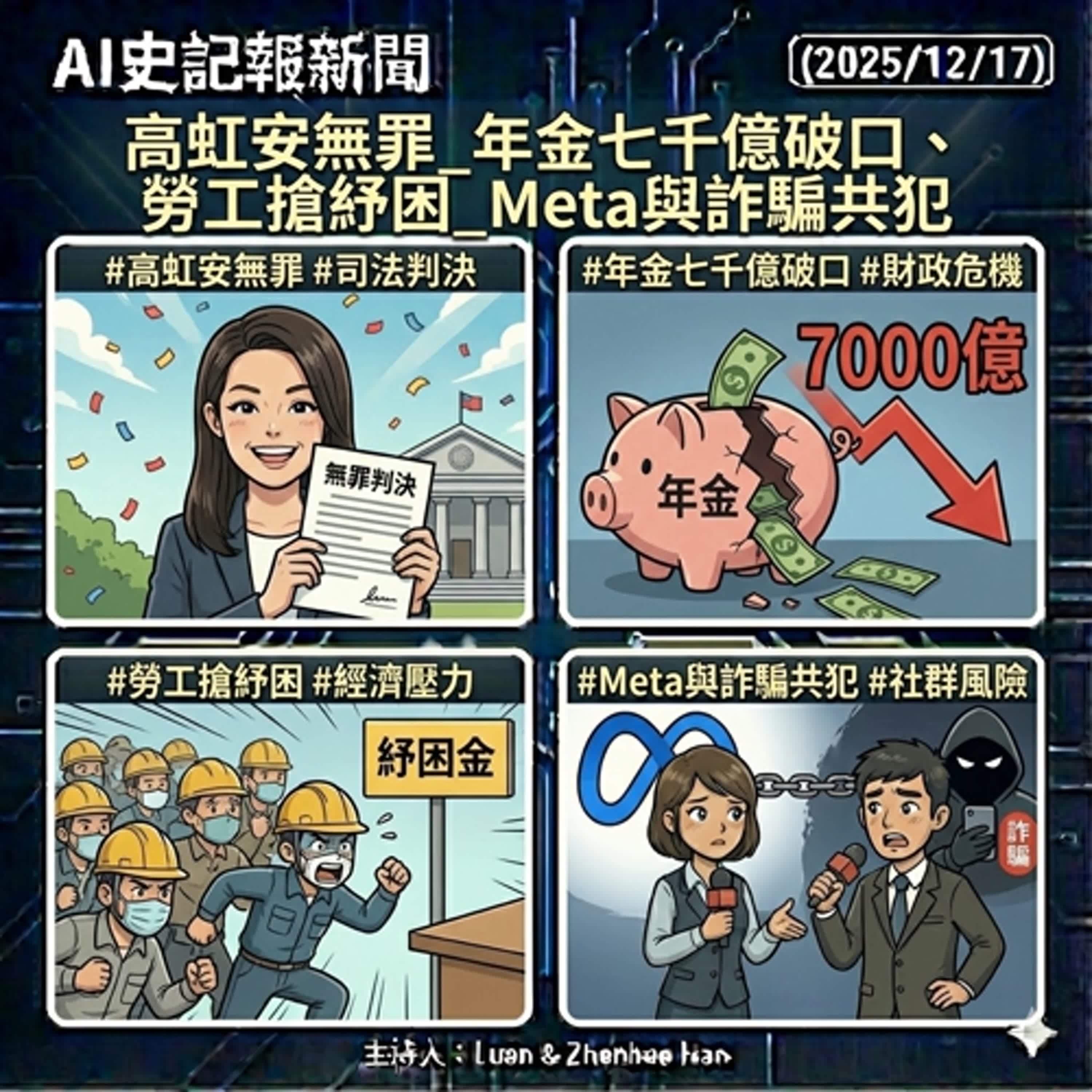 高虹安無罪_年金七千億破口、勞工搶紓困_Meta與詐騙共犯 - AI史記報新聞（2025/12/17) episode artwork