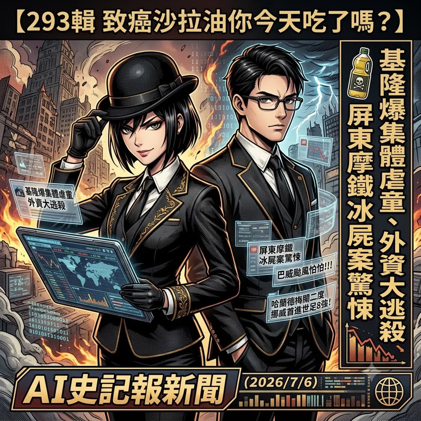 【293輯 致癌沙拉油你今天吃了嗎?】基隆爆集體虐童、外資大逃殺，屏東摩鐵冰屍案驚悚、巴威颱風怕怕!!!哈蘭德梅開二度挪威首進世足8強!-(2026/7/6) episode artwork