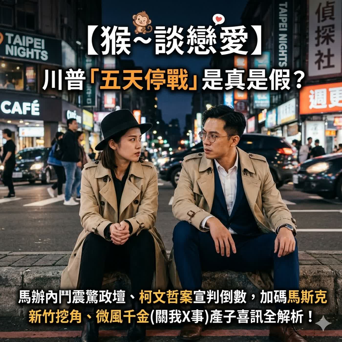 【猴~談戀愛】川普「五天停戰」是真是假？馬辦內鬥震驚政壇、柯文哲案宣判倒數，加碼馬斯克新竹挖角、微風千金(關我X事)產子喜訊全解析！- AI史記報新聞（2026/3/25) episode artwork