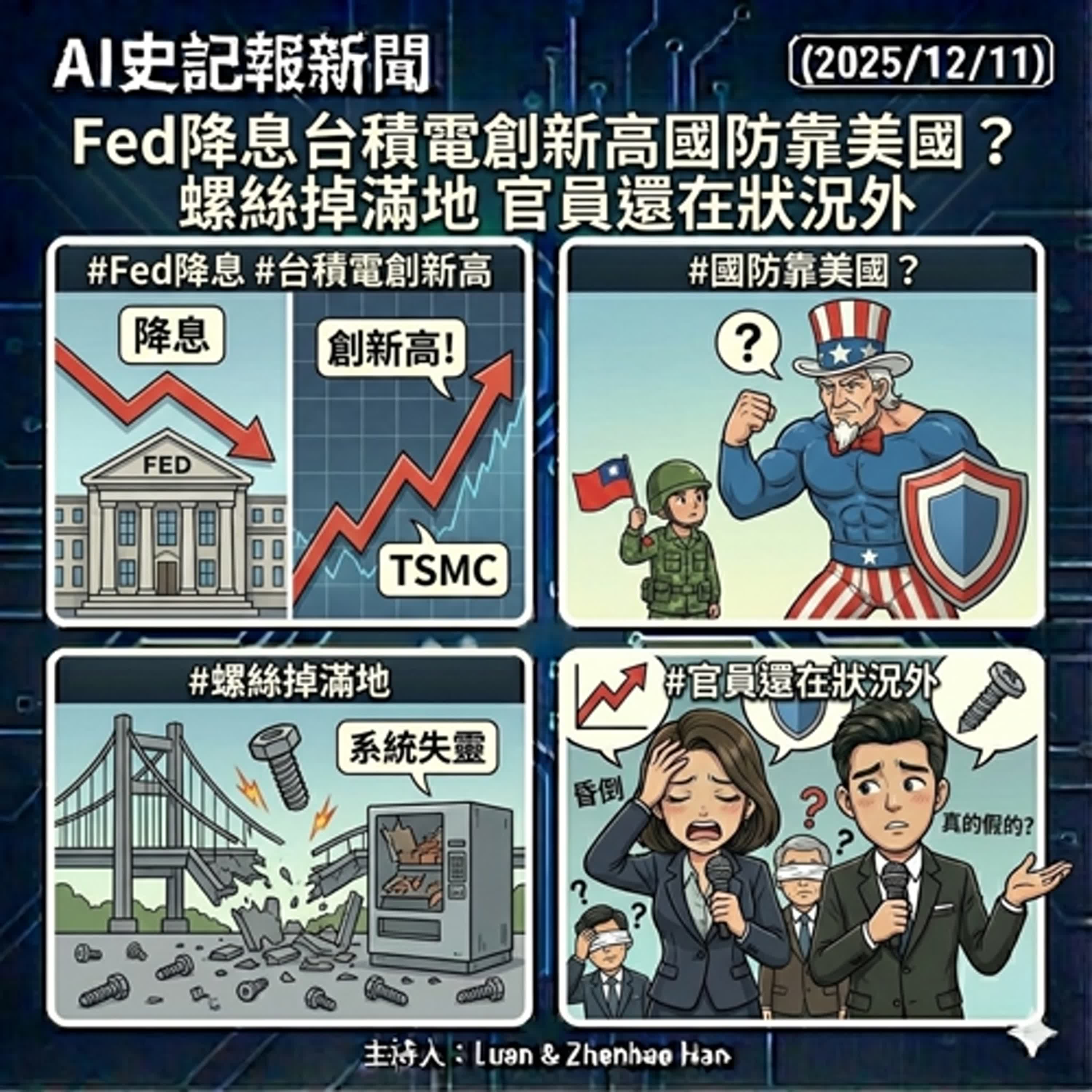 【酒駕0容忍我XX你的X哩】Fed降息台積電創新高國防靠美國？ 螺絲掉滿地 官員還在狀況外  - AI史記報新聞（2025/12/11) episode artwork