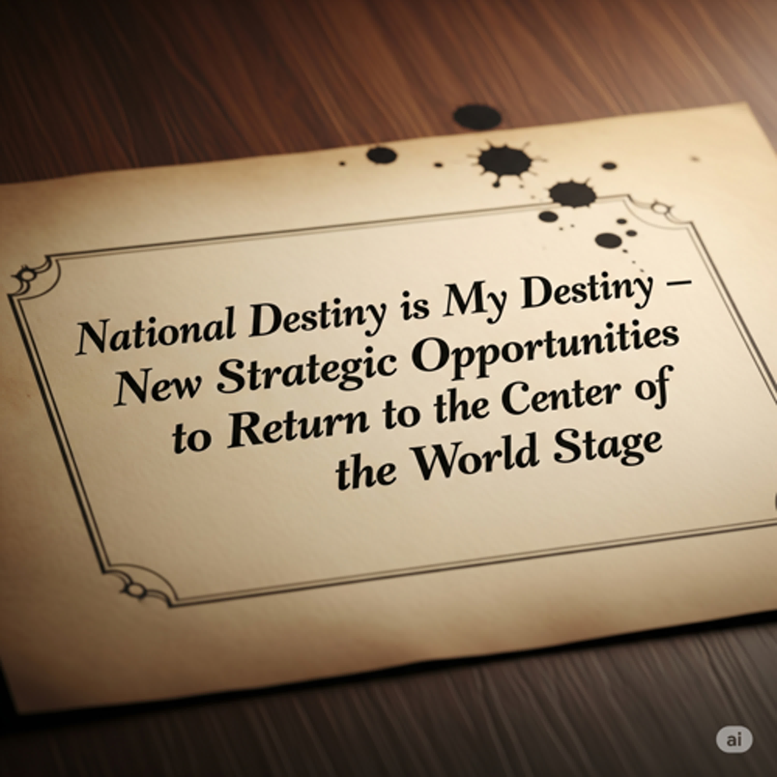 New Strategic Opportunities to Return to the Center of the World Stage