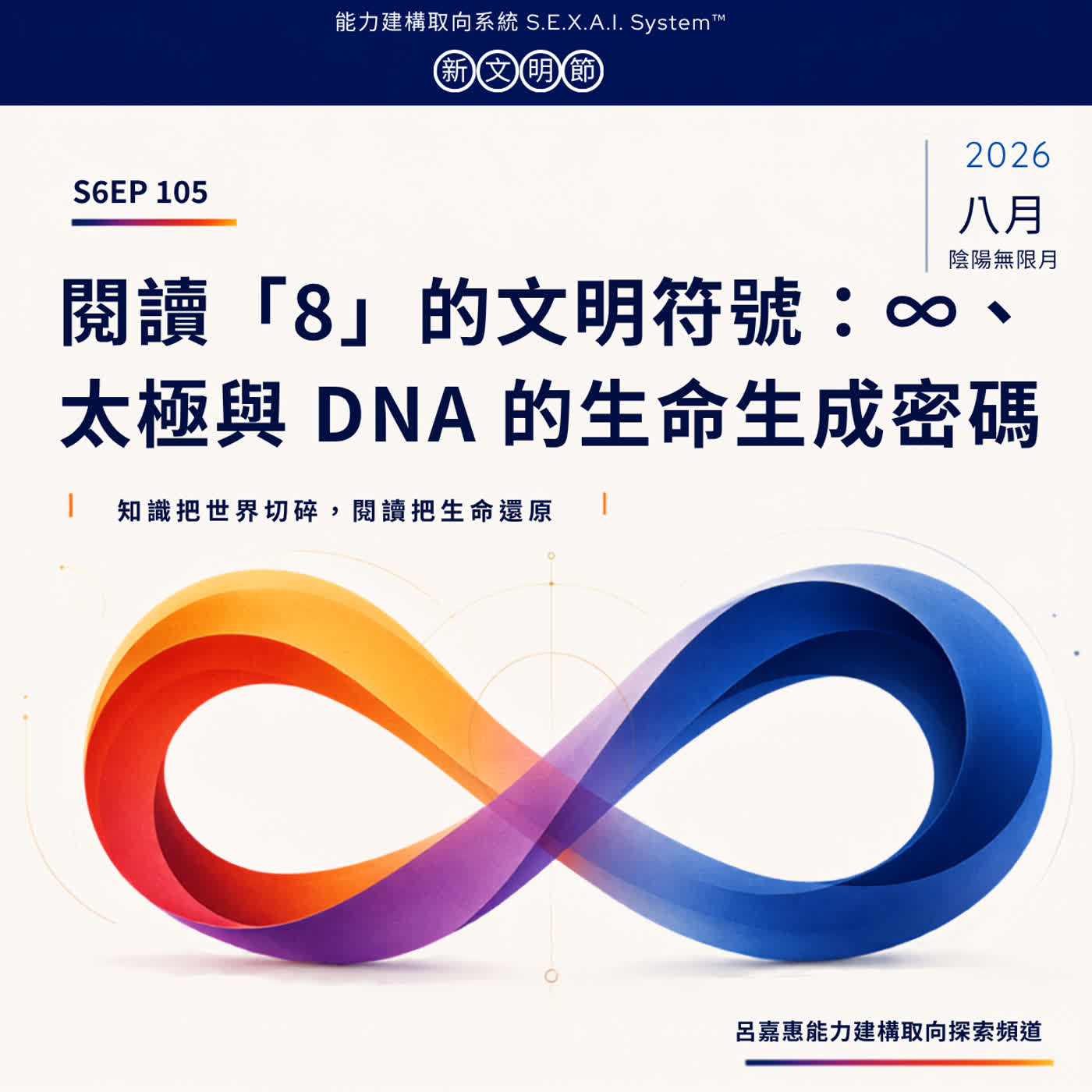 S6EP105🎙️ 閱讀「8」的文明符號：∞、太極與 DNA 的生命生成密碼|陰陽無限月特輯6