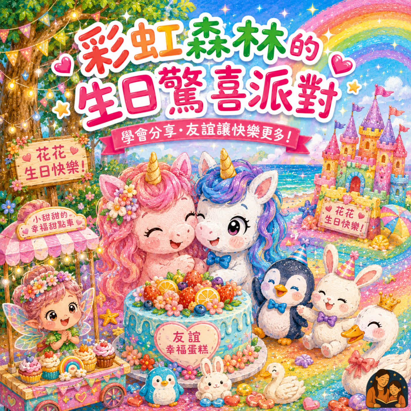EP72 兒童故事|🌈 彩虹森林的生日驚喜派對|學習分享與友情的溫馨故事 🦄💖彩虹森林的生日驚喜派對 學習分享與友情的溫馨故事 🦄💖