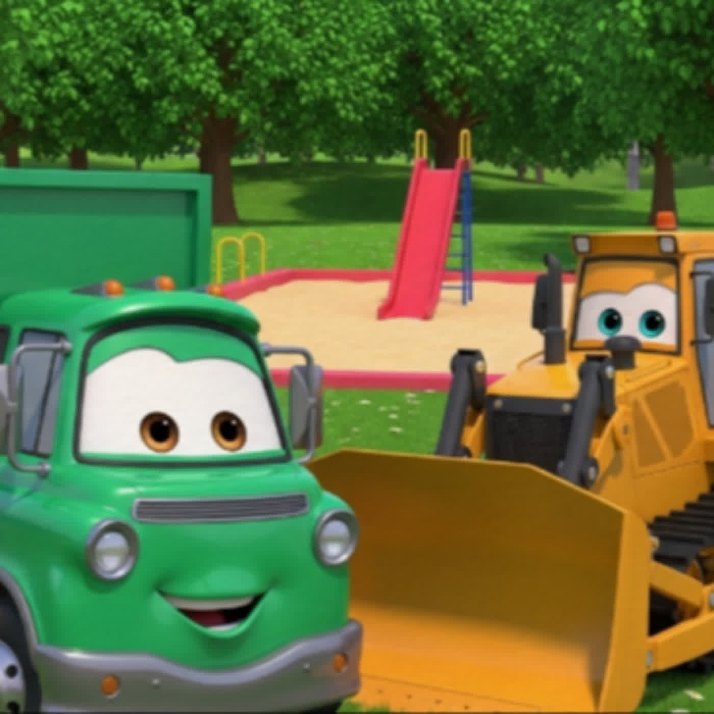 回收車、推土機-程程與小夥伴的沙坑大合作