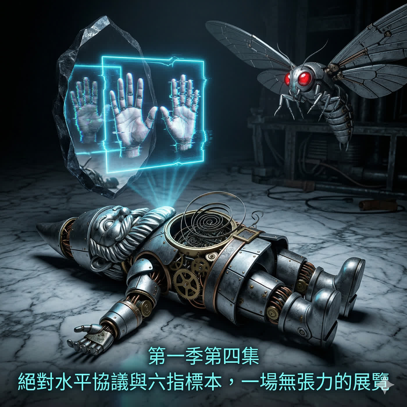《魔鏡、發條與紅油蘋果》第一季第四集 絕對水平協議與六指標本:一場無張力的展覽 episode artwork