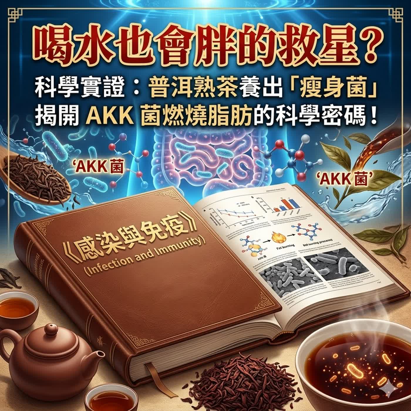 【茶學筆記 S1E07】喝水也會胖的救星？科學實證：普洱熟茶養出「瘦身菌」！揭開 AKK 菌燃燒脂肪的科學密碼