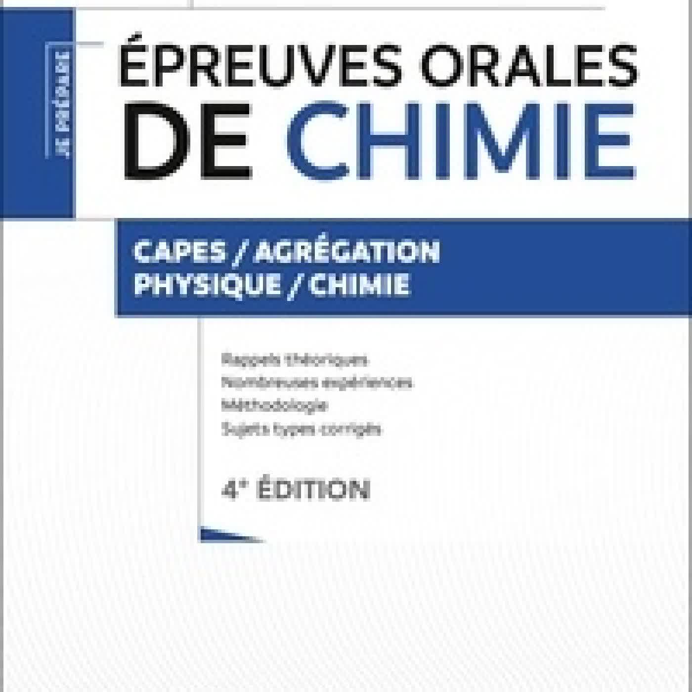 {téléchargement} Epreuve orale de chimie - CAPES/Agrégation Physique/Chimie