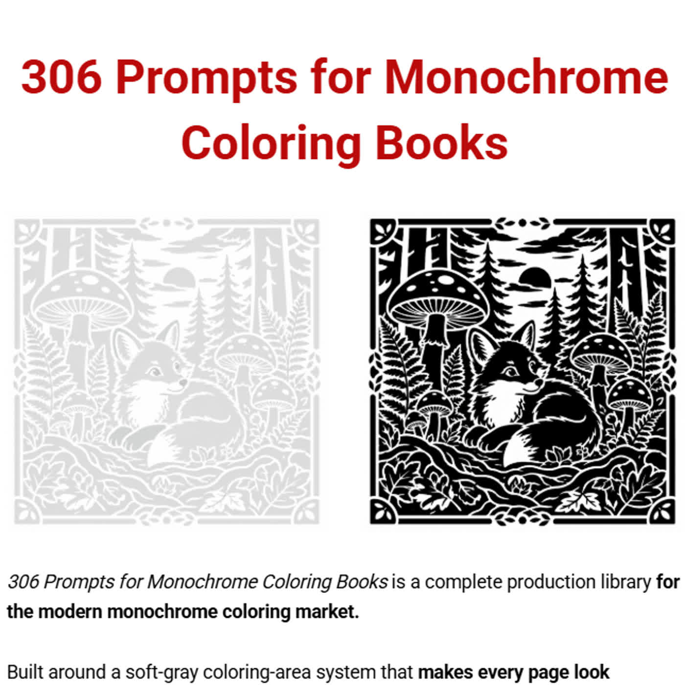 306 PROMPTS FOR MONOCHROME COLORING BOOKS Review (Paulo Gro)