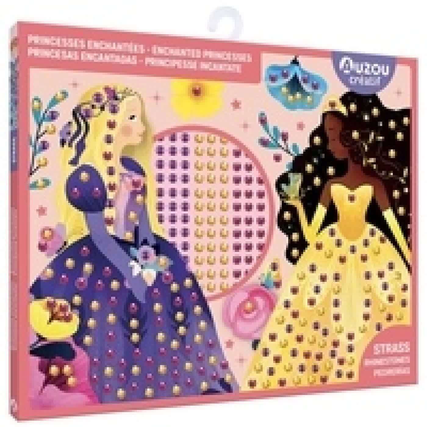 {téléchargement} Princesses enchantées. 4 magnifiques tableaux silhouettés à décorer à l'aide de tes 180 strass et de tous tes autocollants brillants !