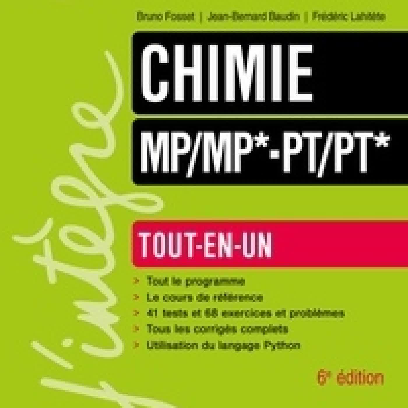 {téléchargement} Chimie Tout-en-un MP/MP*-PT/PT* - 6e éd.