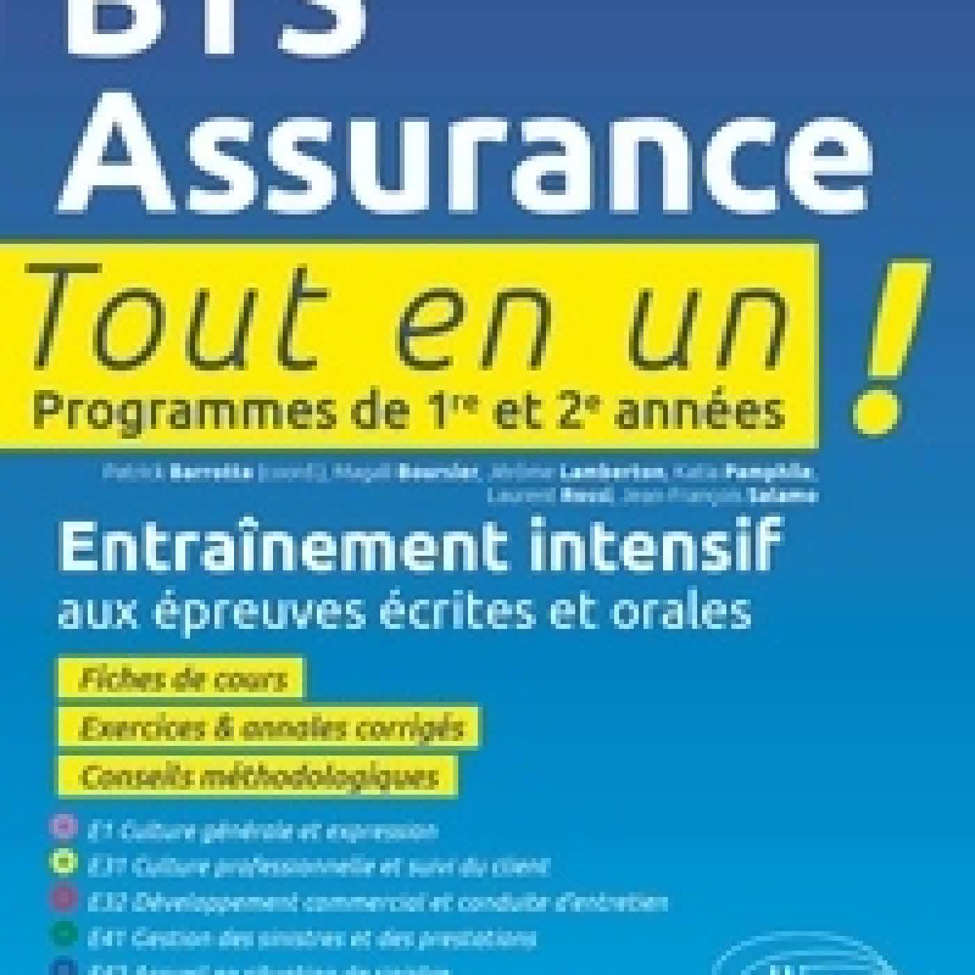 Télécharger Pdf BTS Assurance. Programmes de 1re et 2e années, entraînement intensif aux épreuves écrites et orales