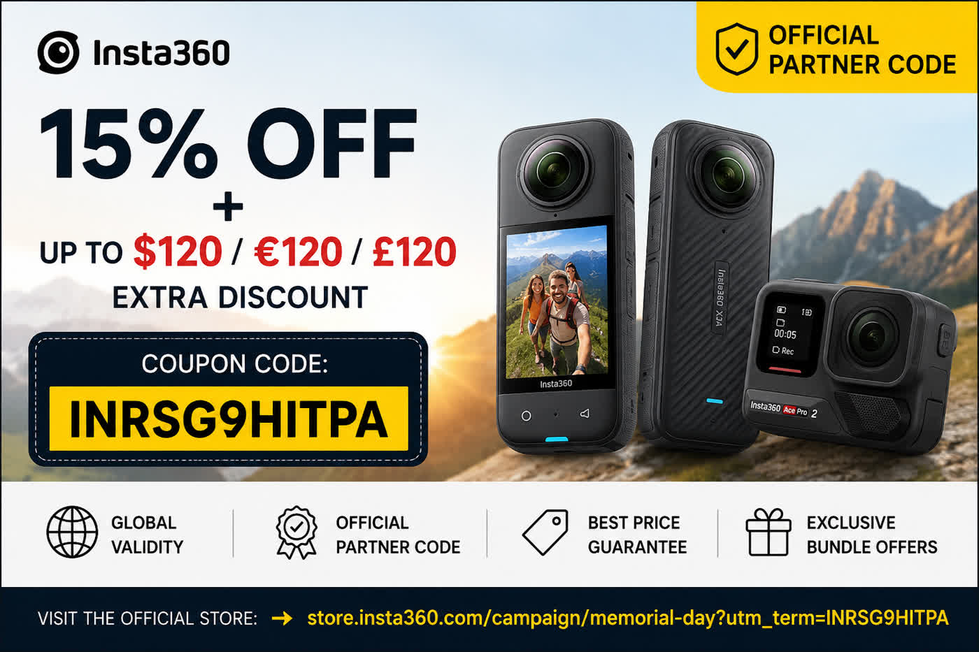 Insta360 Coupon Code "INRSG9HITPA"