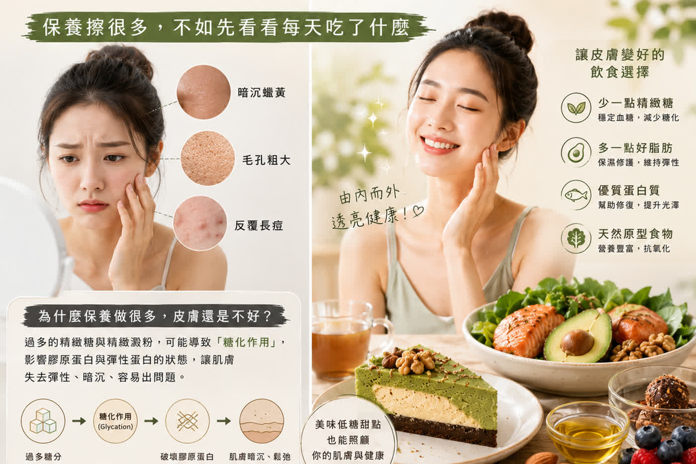 你知道糖跟澱粉會影響你的皮膚嗎?