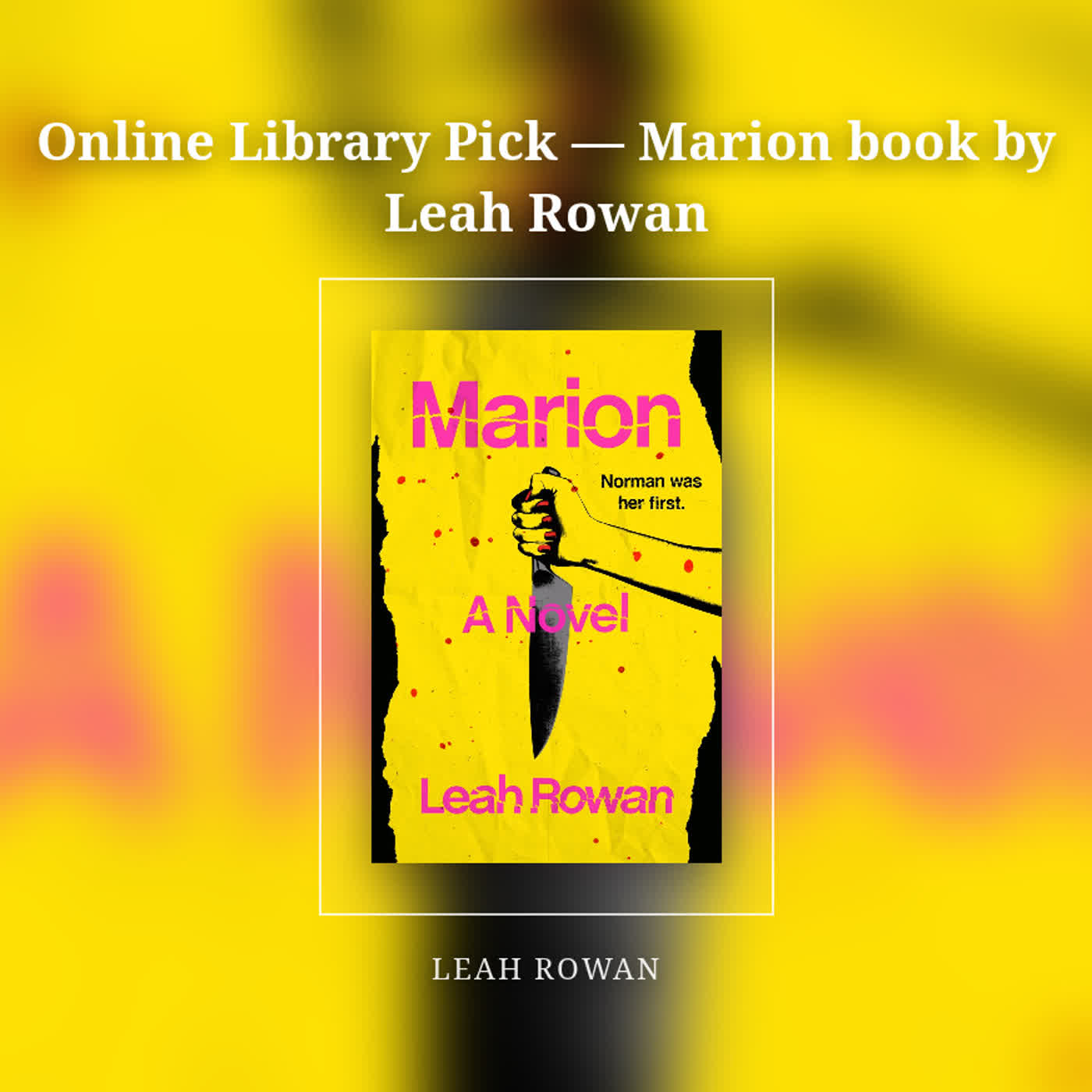 Online Library Pick — Marion book by Leah Rowan episode artwork